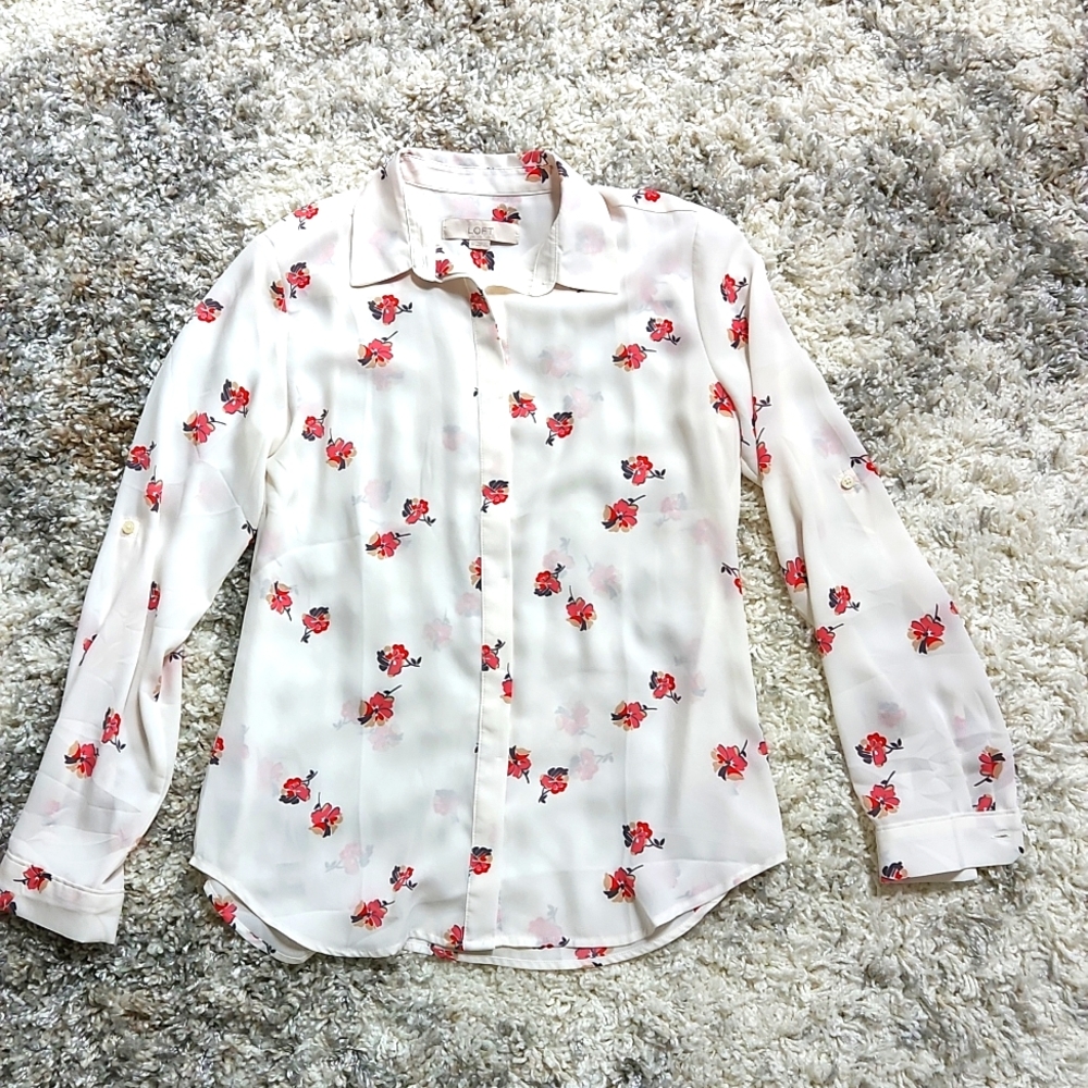 Loft Long Sleeve Floral Blouse